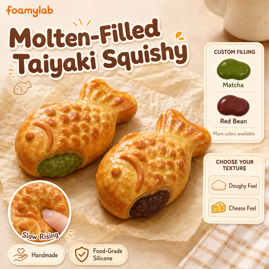 Taiyaki blando relleno de "lava" personalizado