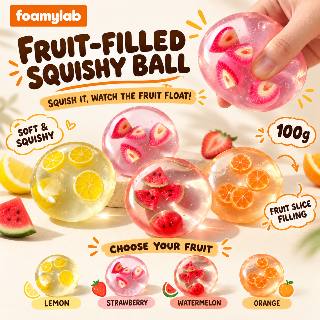 Fruit-Filled Jelly Squishy Ball