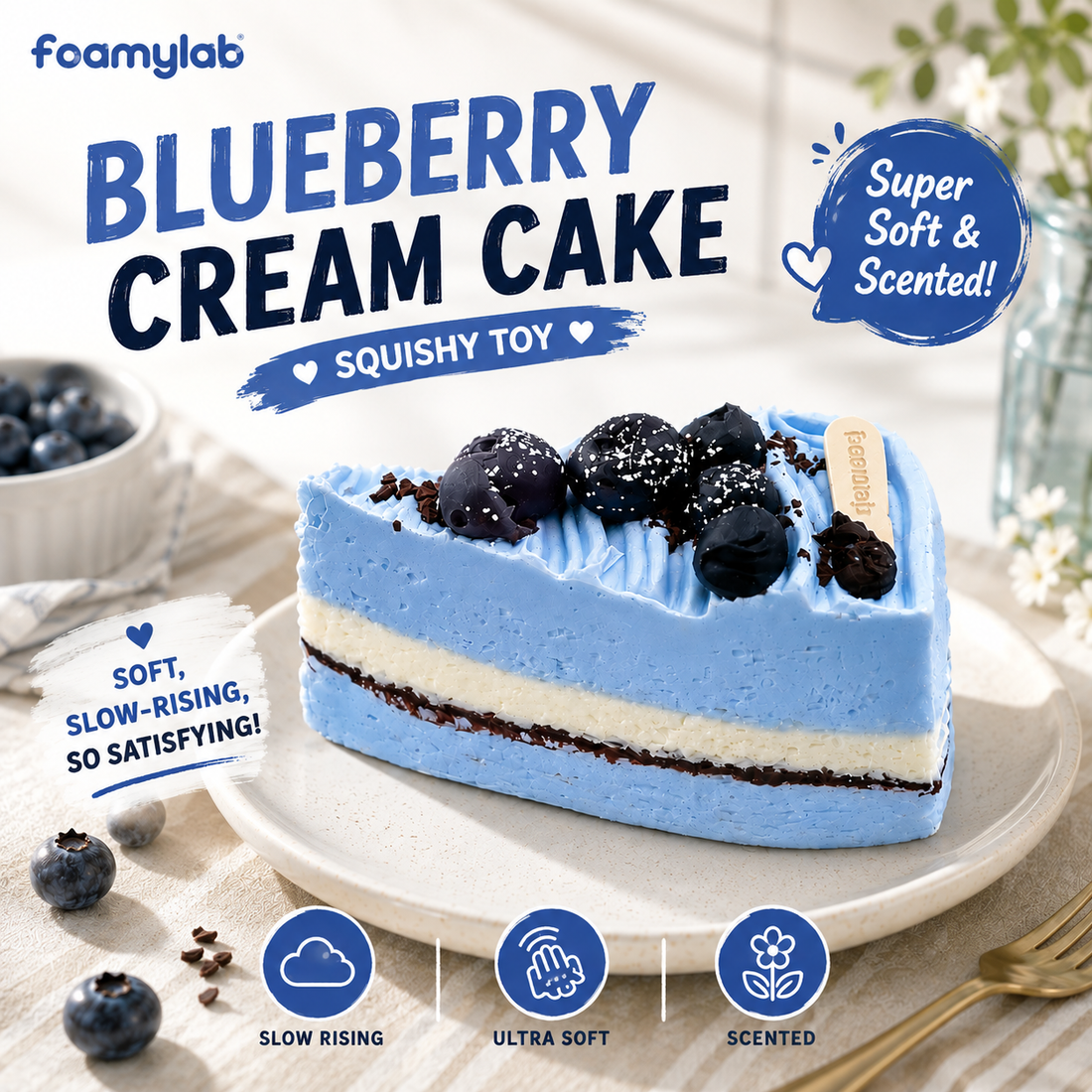 Squishy de Pastel de Crema Azul