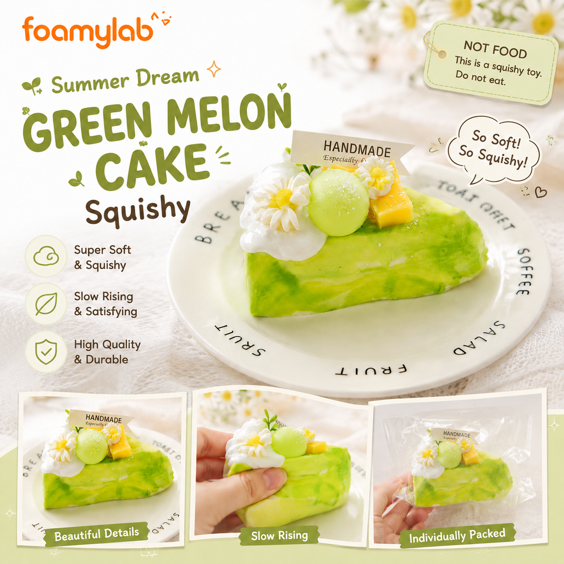 Squishy de pastel de melón verde